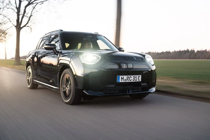Driving a black MINI Cooper